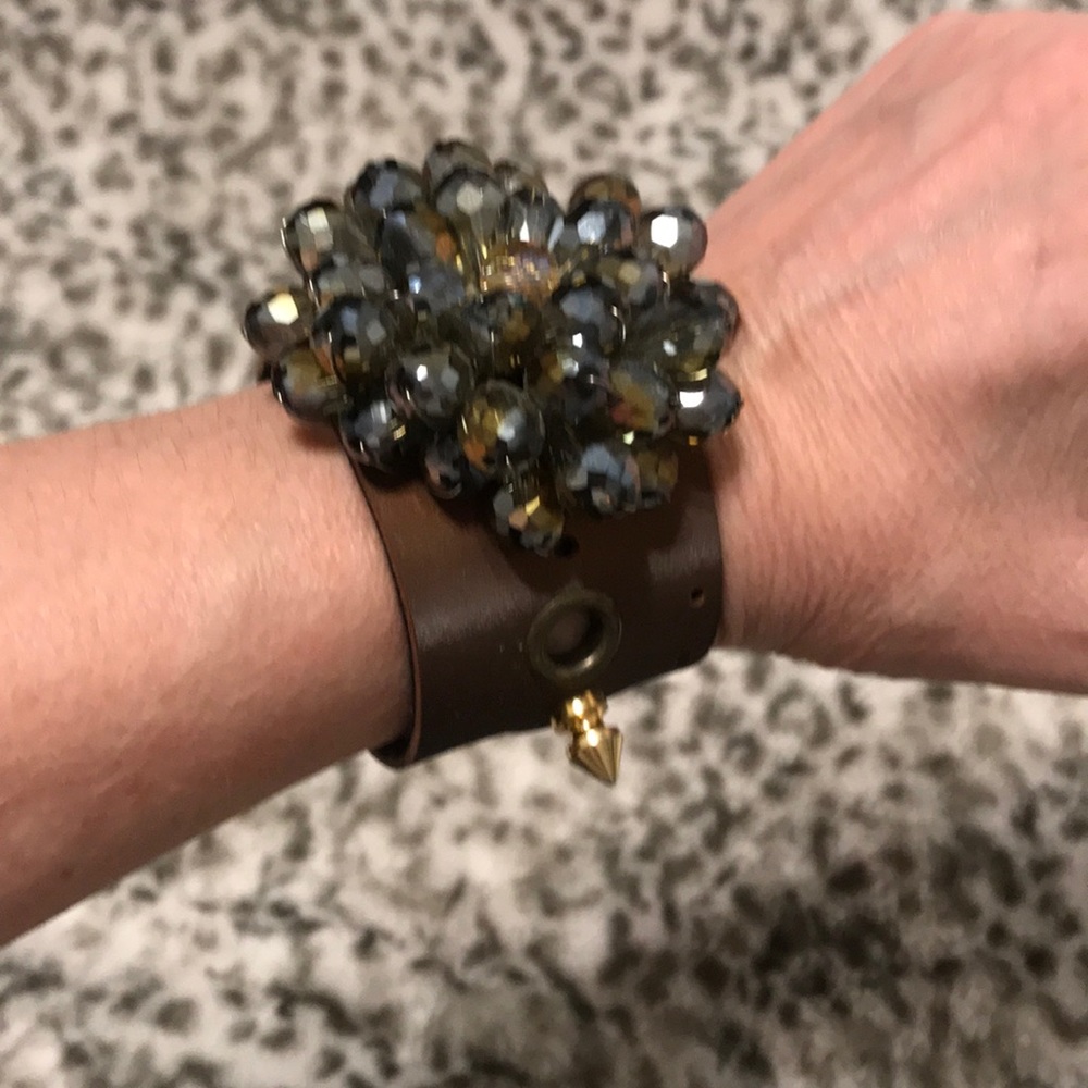 Crystal Flower Cuff with Gold Studs - Picture 3 of 5